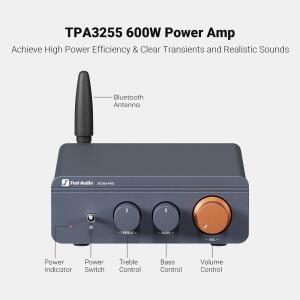 Fosi Audio BT20A Pro TPA3255 Bluetooth 사운드 전력 증폭기 300W x2 홈 시어터 용 미니 HiFi 스테레오 클