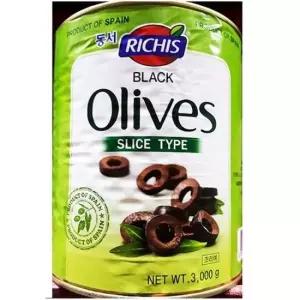 케찹 업소용 식당 식자재 블랙올리브 슬라이스 리치스 3Kg
