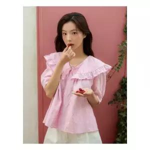 올리브데올리브 러플 카라 자수 블라우스 OW5XB416 1115314