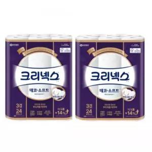 크리넥스 천연펄프 데코앤소프트 3겹 국내생산 롤화장지 28m X 24롤 + 24롤
