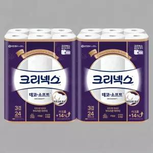 크리넥스 데코소프트 3겹 28m 24롤 2개팩