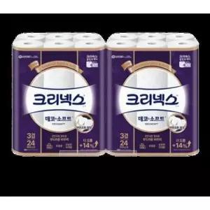 크리넥스 3겹 데코소프트 28M-24롤X2팩