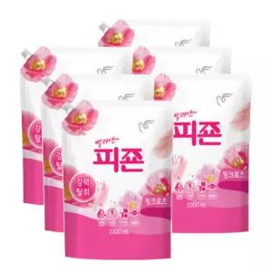 피죤 섬유유연제 리필 2300ml 6개 핑크로즈