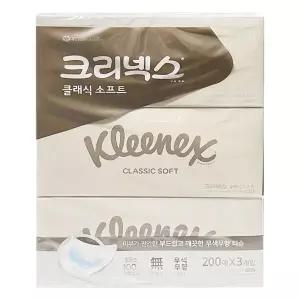 [하프클럽/오티마트]크리넥스 클래식 소프트 200매 x 3개입 미용 화장지