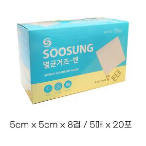 수성 멸균거즈에스 3호 5cm x 5cm 8겹 / 5매 x 20포