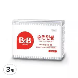 보령메디앙스 비앤비 순면 면봉 200개입 3개