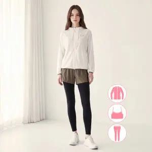 [베이직엘르] 집업 래쉬가드 워터레깅스 비치반바지 세트 BEL-Z203H