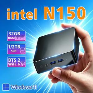2026 신형 인텔 N150 휴대용 미니 소형 PC 컴퓨터 윈도우 11 16GB/32GB DDR4 1/2TB SSD 게이밍 WiFi 6 사무