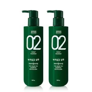아모스 녹차실감 샴푸 리바이탈라이징 500g 1+1 (C)