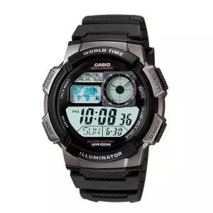 AE-1000W-1B 10년밧데리 100m방수 군용 우레탄 튼튼시계 알람 스톱워치 타이머 야간라이트 CASIO