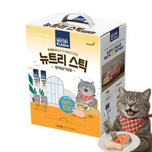 동원 뉴트리플랜 뉴트리스틱 고양이 스틱형 간식 참치+닭가슴살 14g 100개