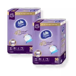 빈다 4D Deluxe 엠보싱 롤화장지 4겹 23m 30롤 2팩