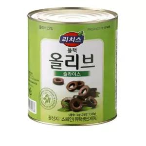 동서 리치스 블랙올리브 슬라이스 3kg 올리브절임 피클 업소용반찬 햄버거 피자재료