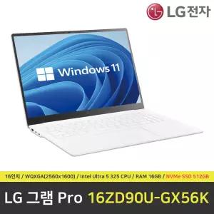 LG 그램 프로 16ZD90U-GX56K 노트북 / 윈도우11 설치 / RAM 16GB / NVMe SSD 512GB