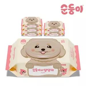 순둥이 댕댕이 베이직 강아지 물티슈 캡형 80매 6팩