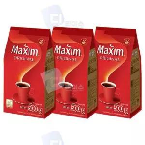 탕비실커피 맥심 오리지날 커피 3봉 리필 백 알커피 500g