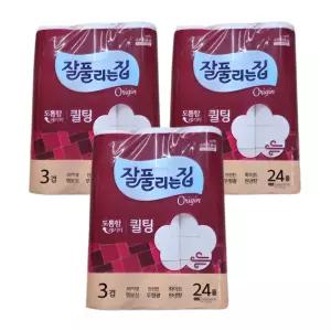 미래생활 잘풀리는집 퀼팅 3겹 광폭 무형광 화장지 (너비107mm) 30m, 24롤, 3팩