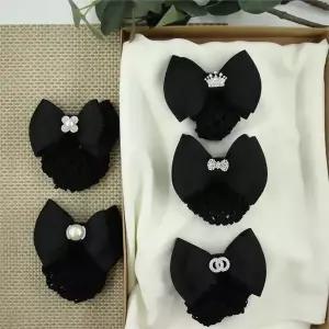 진주 큐빅 리본 간호사 승무원 면접 올림머리 머리망 (8878067A)