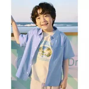 [롯데백화점]탑텐키즈 MKF2WC3011 공용) 리넨 반팔 셔츠