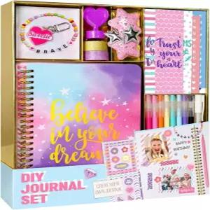 여자들을 위한 놀 DIY 저널 키트 - 200+PCS 틴 트윈 걸 선물 트렌디한 템 스타킹 스터퍼 스크랩북 용품