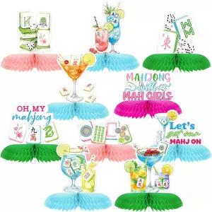 위크그랫 10개 마작 파티 장식 허니콤 센터피스 테이블 토퍼 칵테일 생일 가족 게임 밤 축하 용품