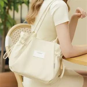 여성 데일리 드로스트링 호보백 버킷백 여성 숄더백 38X28X34cm 가벼운 쇼퍼 가방 에코백 핸드백 손가방