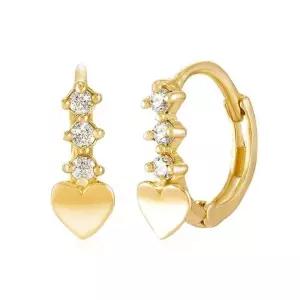 [니지쥬얼리] 14K GOLD 쁘띠 하트라인 원터치 이어링
