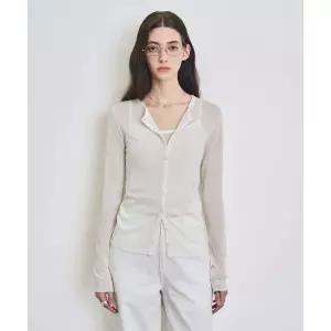 매장정품 COSTUMEOCLOCK WOMAN 린넨 시스루 슬림 라운드 가디건 4 COLOR COWCD009