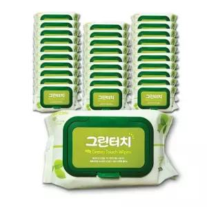 그린터치물티슈100매 그린터치물티슈 캡형 30개 국산 아기 유아 대용량물티슈 물티슈100매 아기물티슈