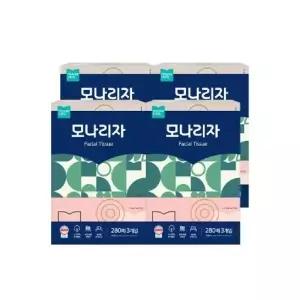 모나리자 피부저자극 미용티슈 280매 12개(총3,360매) 천연펄프 100