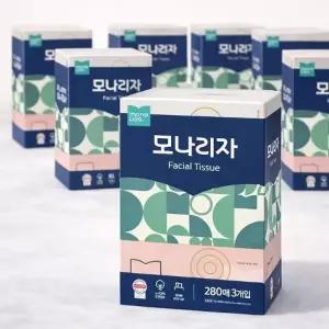 모나리자 미용티슈 280매 3입 8개 총24개 각티슈 피부저자극