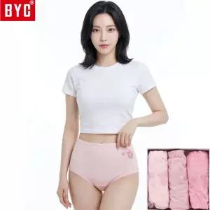 BYC 여성 순면 맥시 팬티 세트 여자 삼각 3매입 부인용 밑위 넓은 엄마 할머니 속옷 빅사이즈 WCP912713119