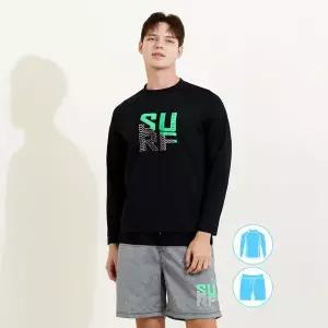 [베이직엘르] 남성인 맨투맨 래쉬가드 비치반바지 세트 BEM W914K_P343155818