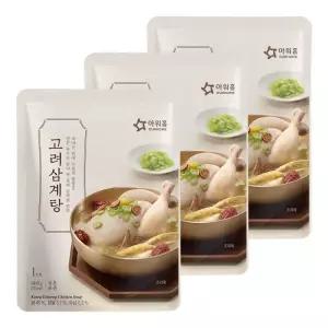 아워홈 고려 삼계탕 3개 한마리 즉석국 보양식 부모님식사 자취 탕비실 800g