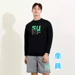 [베이직엘르]베이직엘르 남성인 맨투맨 래쉬가드 비치반바지 세트 BEM-W914K