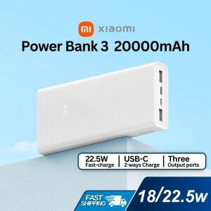 20000mAh  Xiaomi PowerBank 3 양방향 고속 충전 PLM18ZM 18W / 22.5W PB2022ZM iphone 용 휴대용 전원 은
