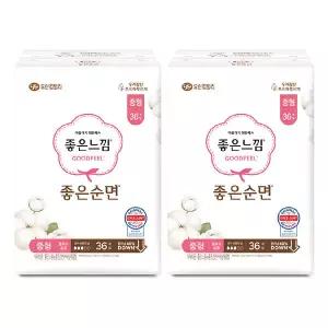 좋은느낌 좋은순면 날개형 울트라슬림, 중형, 36매, 2개