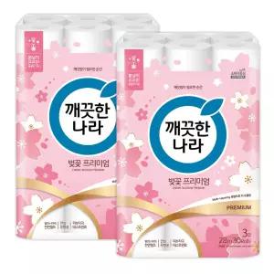 깨끗한나라 화장지 3겹 허브가든 벚꽃 프리미엄 28m 30롤 2팩