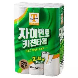 [셀러허브]T STANDARD 티스탠다드 자이언트 키친타월 100매 x 12롤 (S46121131)