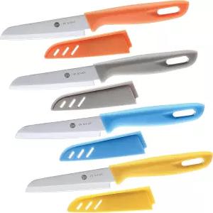 8피스 페어링 나이프 4PCS 및 칼집 과일 채소 울트라 샤프 키친 ABS 핸들이 있는 독일 스틸