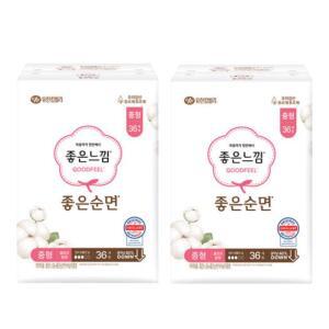 좋은느낌 생리대 좋은순면 울트라슬림 중형 36p X 2팩