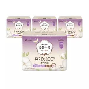 [42cm] 좋은느낌 유기농100%순면커버 수퍼롱 오버나이트 8매 2팩+2팩(총 4팩)