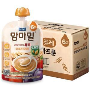 맘마밀 유아용 안심이유식 퓨레 오트밀과 사과프룬 혼합맛사과프룬오트밀 100g 10개
