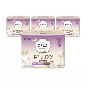 좋은느낌 순면커버 생리대 유기농 42cm 수퍼롱 오버나이트 8매 4팩