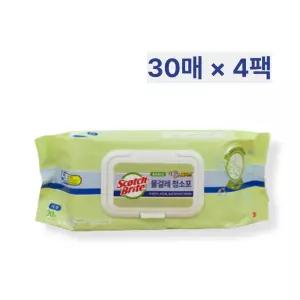 3M대형 베이직 물걸레청소포 더블액션30매X4팩