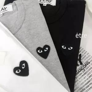 꼼데가르송 여성용 반팔티 원포인트 블랙와펜 레드와펜