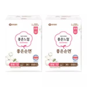 좋은느낌 좋은순면 날개형 울트라슬림, 중형, 36매, 2개