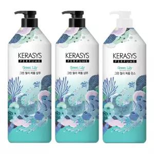 케라시스 퍼퓸 그린 릴리세트(샴푸, 1L, 2개 + 린스, 1개)
