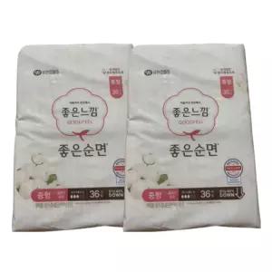 좋은느낌 좋은순면 날개형 울트라슬림, 중형, 36매, 2개