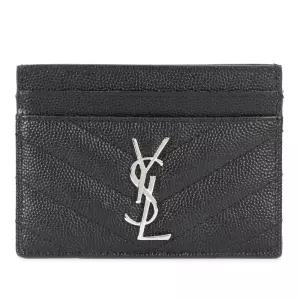 쉐브론 스티칭 YSL 로고 카드 지갑 423291/BOW02 1000 NERO